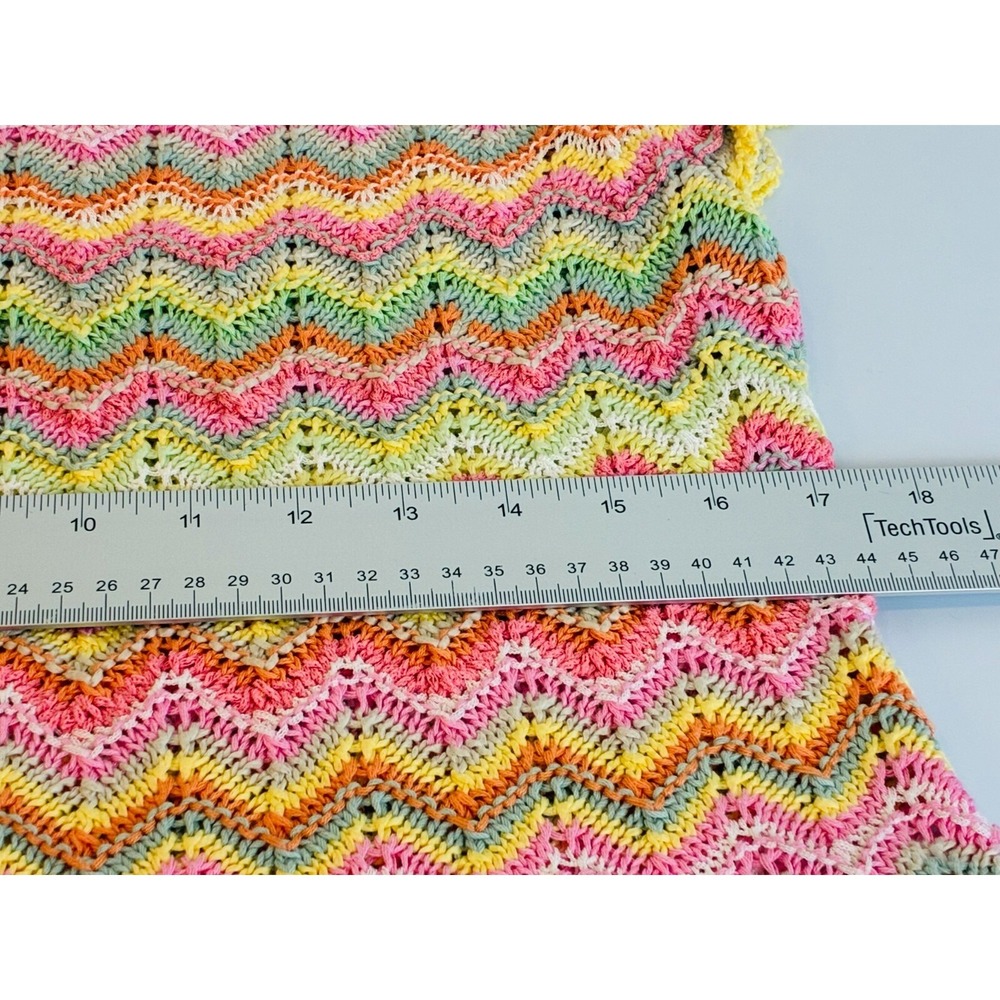 Vintage Sigrid Olsen Rainbow Chevron Crochet Sweater Size L Festival Fairy Twee - Picture 16 of 16